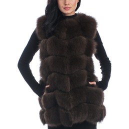 Меховой жилет из песца 70 см (Горький шоколад)